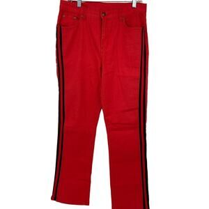 Diane Gilman High Rise Jeans Size 10 Straight Leg Side Stripe Stretch Denim